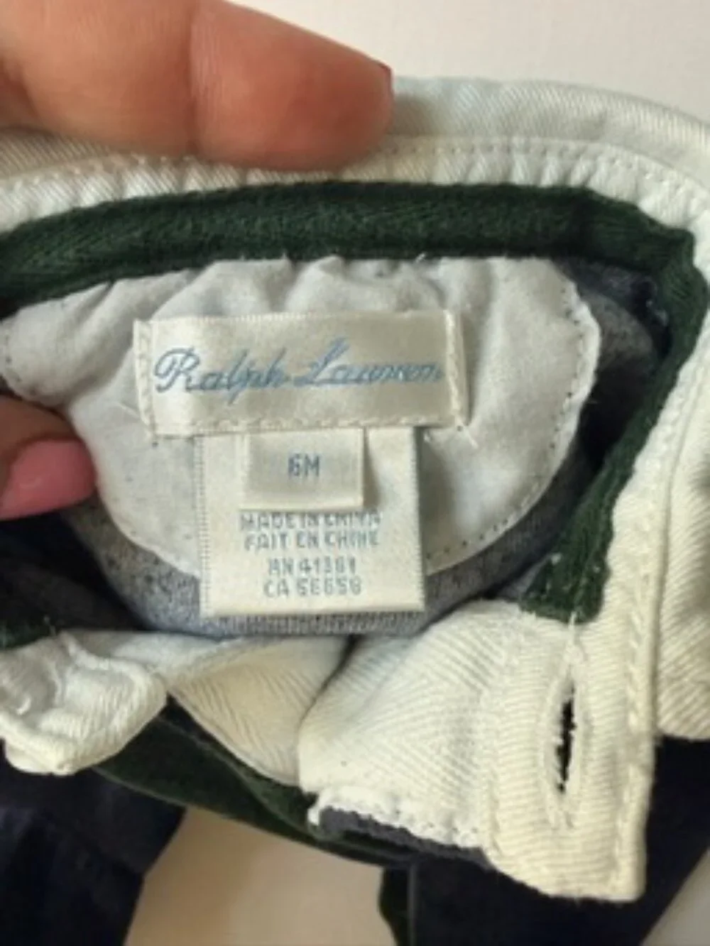VINTAGE Ralph Lauren Baby Boy Polo Onsie 6M Navy Green Striped Footed One Piece